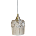 Hanglamp Amberkleurig Glas Goudkleurig Armatuur Jaren 70 thumbnail 1