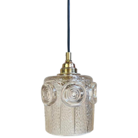Hanglamp Amberkleurig Glas Goudkleurig Armatuur Jaren 70