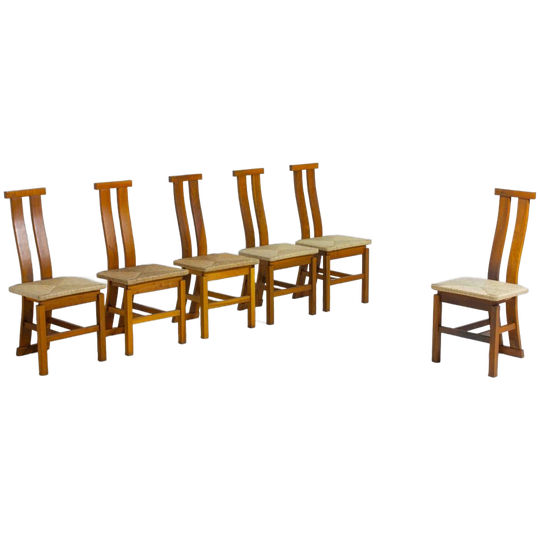 Geometrische Postmoderne Italiaanse Eetkamerstoelen Met Webbing Zitvlak, 1980s 1