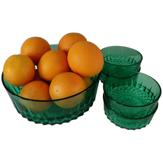 Groen Persglazen Schalen Set Van Arcoroc France Uit De Jaren '60 1