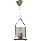 Retro Hanglamp Glas/metaal/hout, Jaren '60 thumbnail 1