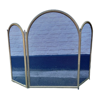 Driedelig Messing Haardscherm Met Zwart Gaas, 71 Cm Hoog