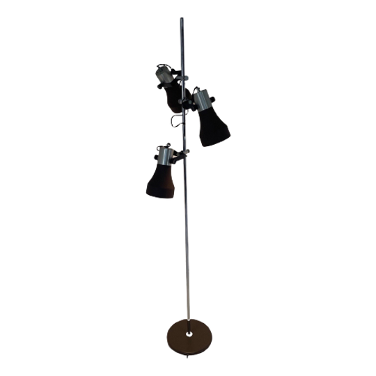 Philips - Floor Lamp With Three Adjustable Spots - Chrome And Brown Shades - Dutch Design 1