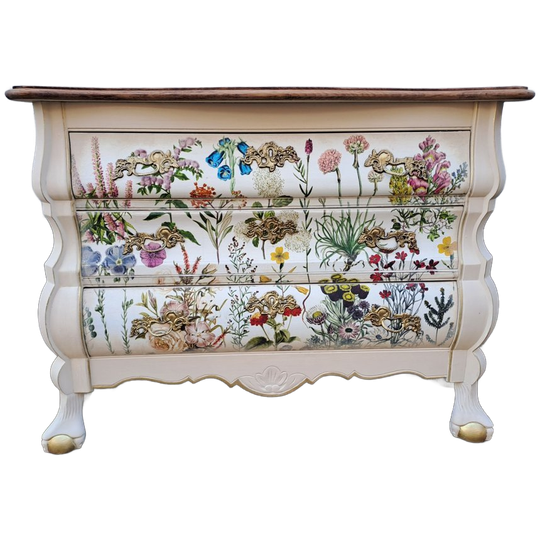 Romantische Ladekast-dressoir - Wit-hout-bloem 1
