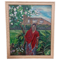 Origineel Acrylschilderij Indische Vrouw.