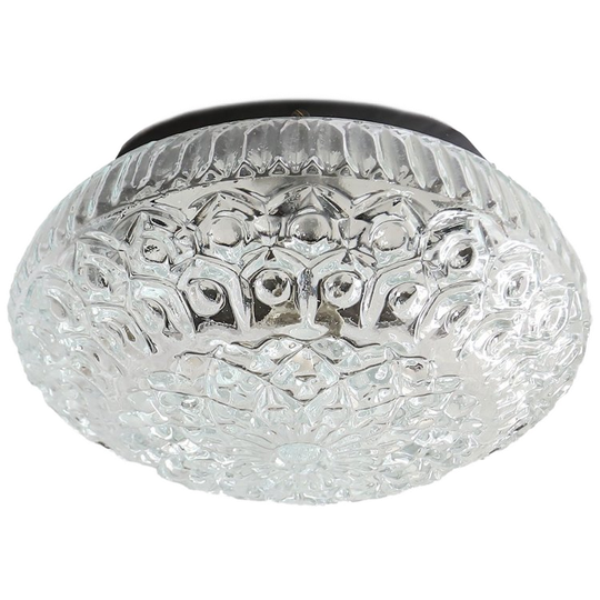 Vintage Plafonnière Transparant Met Patroon, Belgie Jaren 60 1