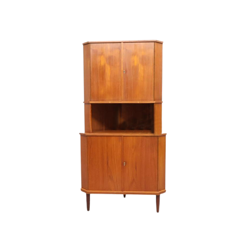 Vintage Deense Hoekkast Teak