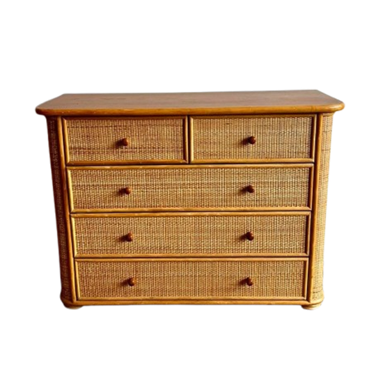 Rotan Ladekast Commode Vintage 1