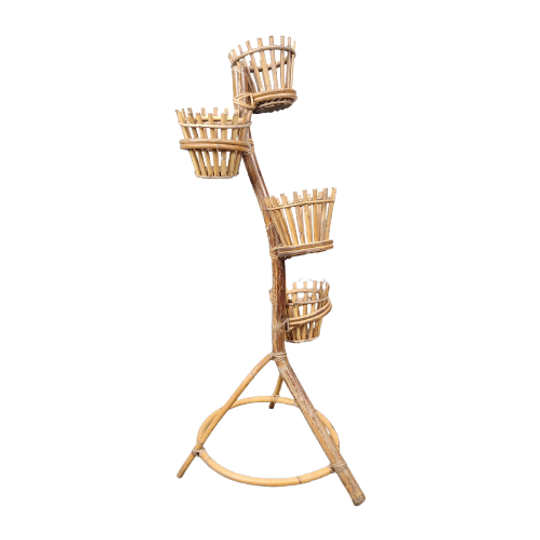 Vintage Rotan Plantenstaander 1