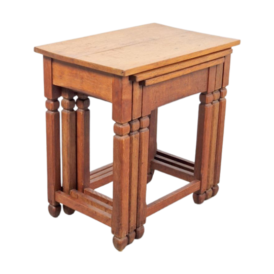 Art Deco 3 Bijzettafel Eiken Mimiset Brutalist 1920 Nesting 1