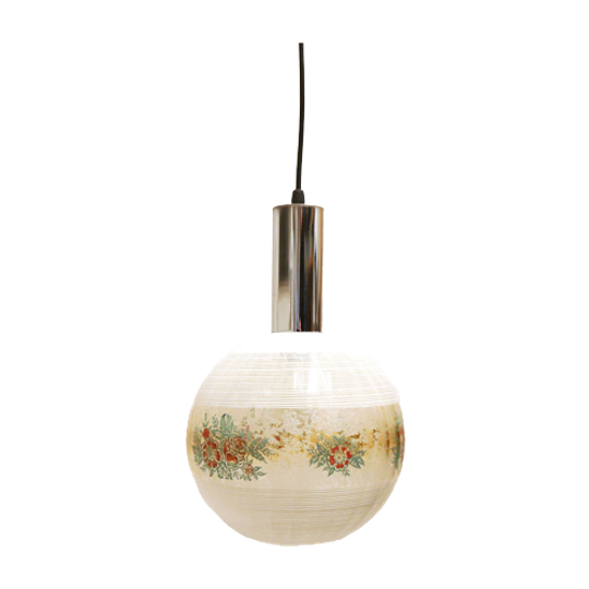 Vintage Plafondlamp Met Prachtige Glazen Bol, Jaren '60/'70 1