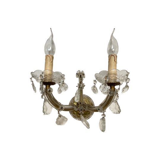Dubbele Vintage Kristallen Wandlamp- Reliving 1