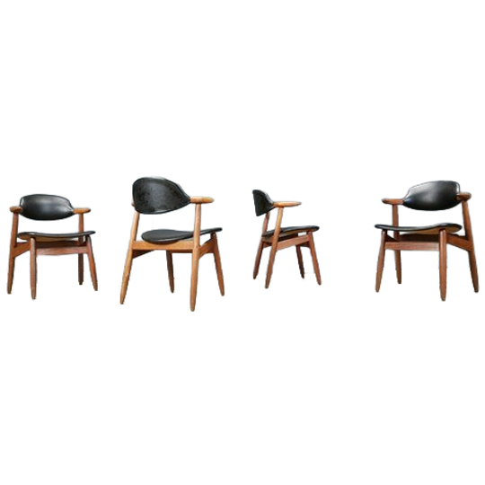 Vintage Cowhorn Dining Chairs By Tijsseling Meubelfabriek, Hulmefa, 1960s, Set O 1