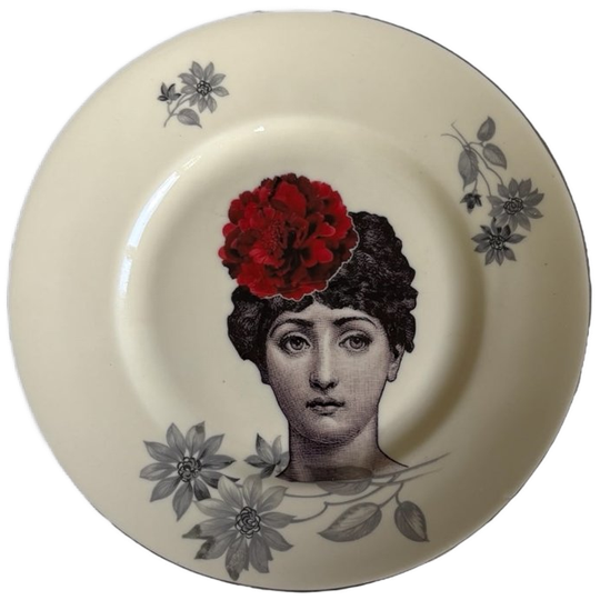 Vintage Wandbord Lina Fornasetti Rode Bloem 1