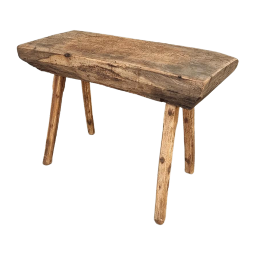 Antieke Primitieve Tafel Hakblok Sidetable Keukentafel Eiken