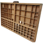 Brocante, Bruine Antieke Houten Letterbak, Wanddecoratie A thumbnail 1