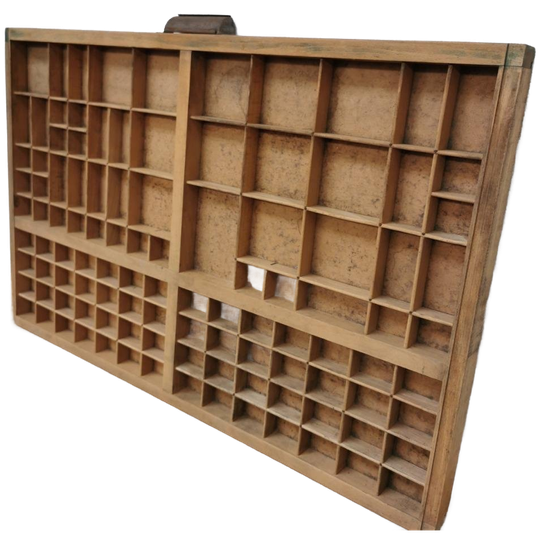 Brocante, Bruine Antieke Houten Letterbak, Wanddecoratie A 1