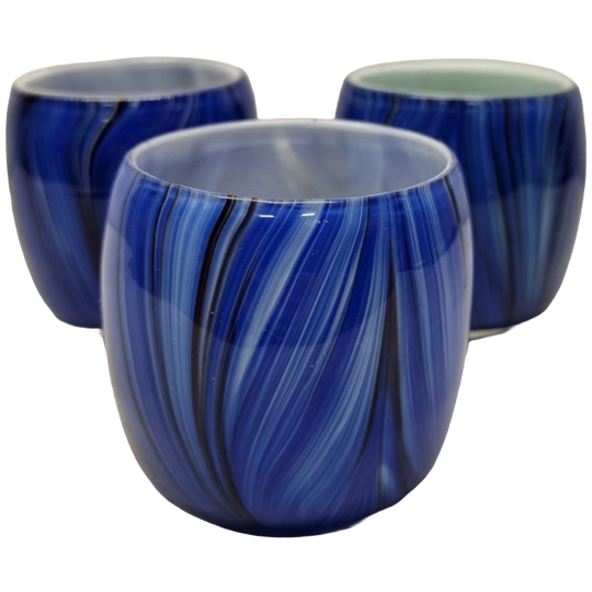 3 Vintage Kobalt Blauwe Waxinelichthouders 1