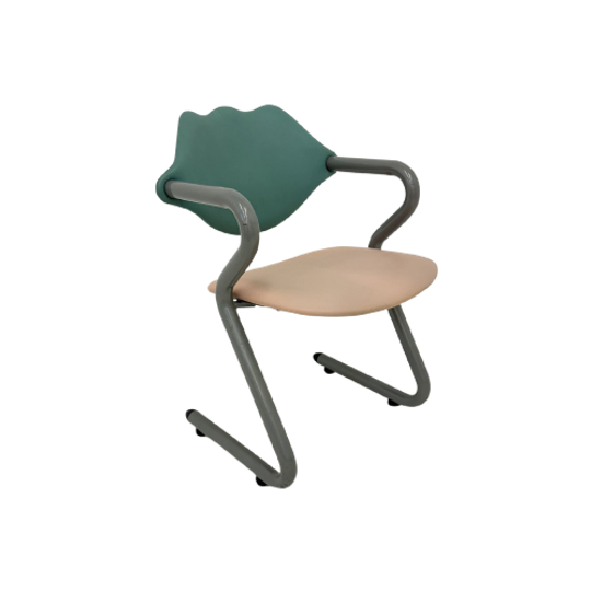 Memphis Style Leather Arm Chair , 1980s 1