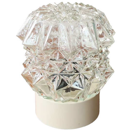 Vintage Art Deco Plafonnière Glas Diamantpatroon, Jaren '60 1