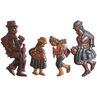 Peruaans Gezin Vintage Houtsnijwerk Muurhangers