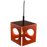 Space Age Design / Pop Art - Cube Shaped - Orange - Hanging Pedant