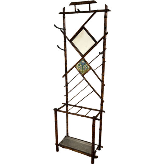 Art Nouveau Kapstok & Paraplubak Bamboe Circa 1890 Boho 1