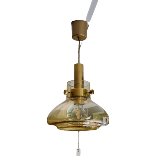 Vintage Hanglamp Plafondlamp Messing Amber