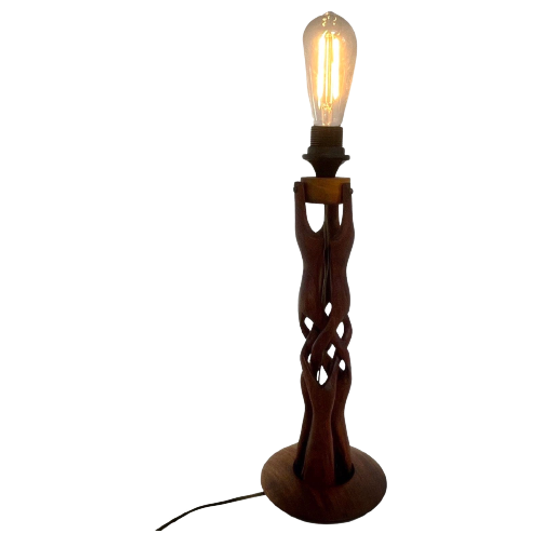 Vintage Scandinavian - Organically Shaped Lamp - Teak Mounting - 1960’s, Denmark - Can Fit A Shade 1