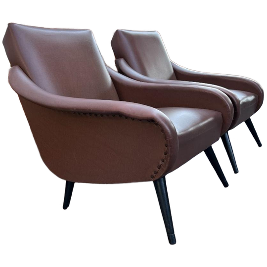 2X Vintage Lounge Fauteuils - Mid Century Modern Stijl 1