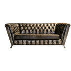 Chesterfield Royal 3-zits Bank – Leer, Antiek Zilver thumbnail 1