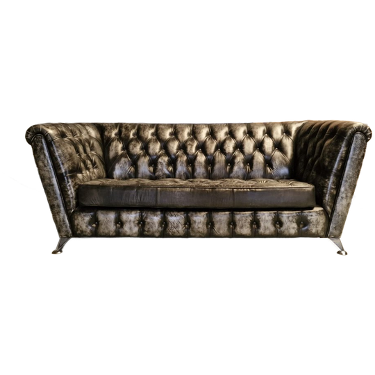 Chesterfield Royal 3-zits Bank – Leer, Antiek Zilver 1