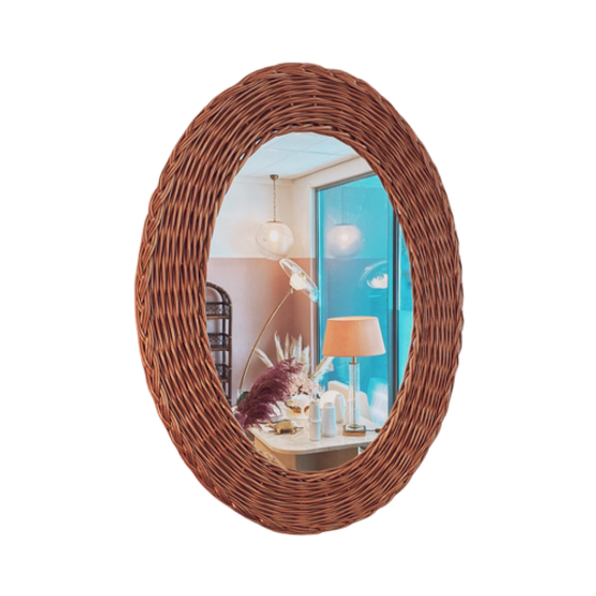 Decorative Oval Rattan Mirror 1