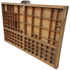 Brocante, Bruine Antieke Houten Letterbak, Wanddecoratie K thumbnail 1