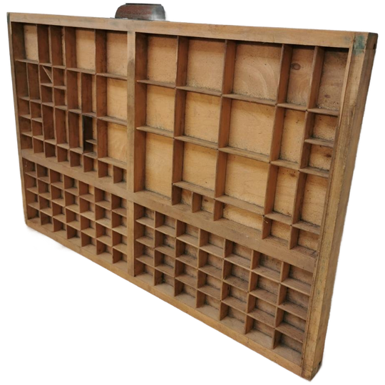Brocante, Bruine Antieke Houten Letterbak, Wanddecoratie K 1