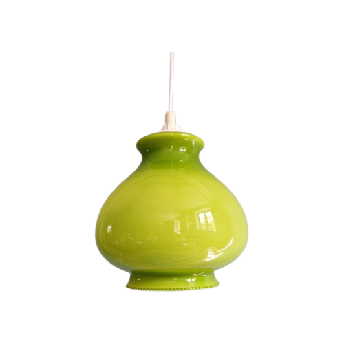 Vintage Groene Opaline Hanglamp, Jaren 60-70