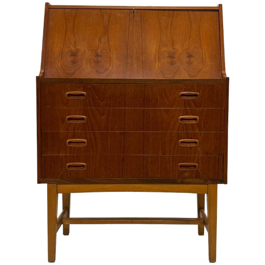 Vintage Secretaire Werkplek Jaren 60 Teak Fineer Design 1