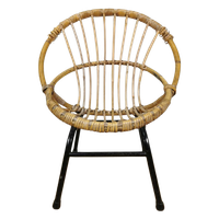 Vintage, Mid Century Boho Rieten Rotan Kinderstoel, Rohé.