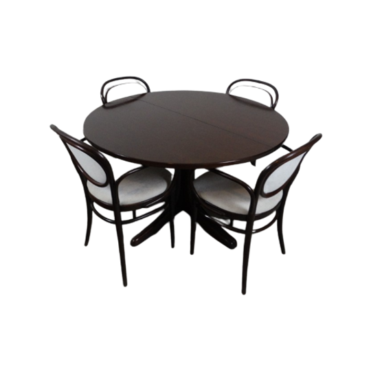 1 X Thonet Uitschuiftafel 4 X Thonet Stoelen 1
