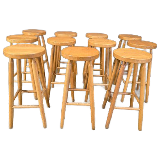 Alpine Style Chalet Stools In Wood, Set Of 11 - 1970s 1
