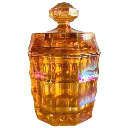 Artdeco Carnival Kristallen Sieradendoos Iriserend Oranje 1930’s 1