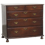 Mooie Antieke Eikenhouten Engelse Ladekast/ Commode Uit De 18e Eeuw Met Originele Bolpootjes thumbnail 1