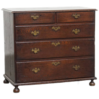 Mooie Antieke Eikenhouten Engelse Ladekast/ Commode Uit De 18e Eeuw Met Originele Bolpootjes