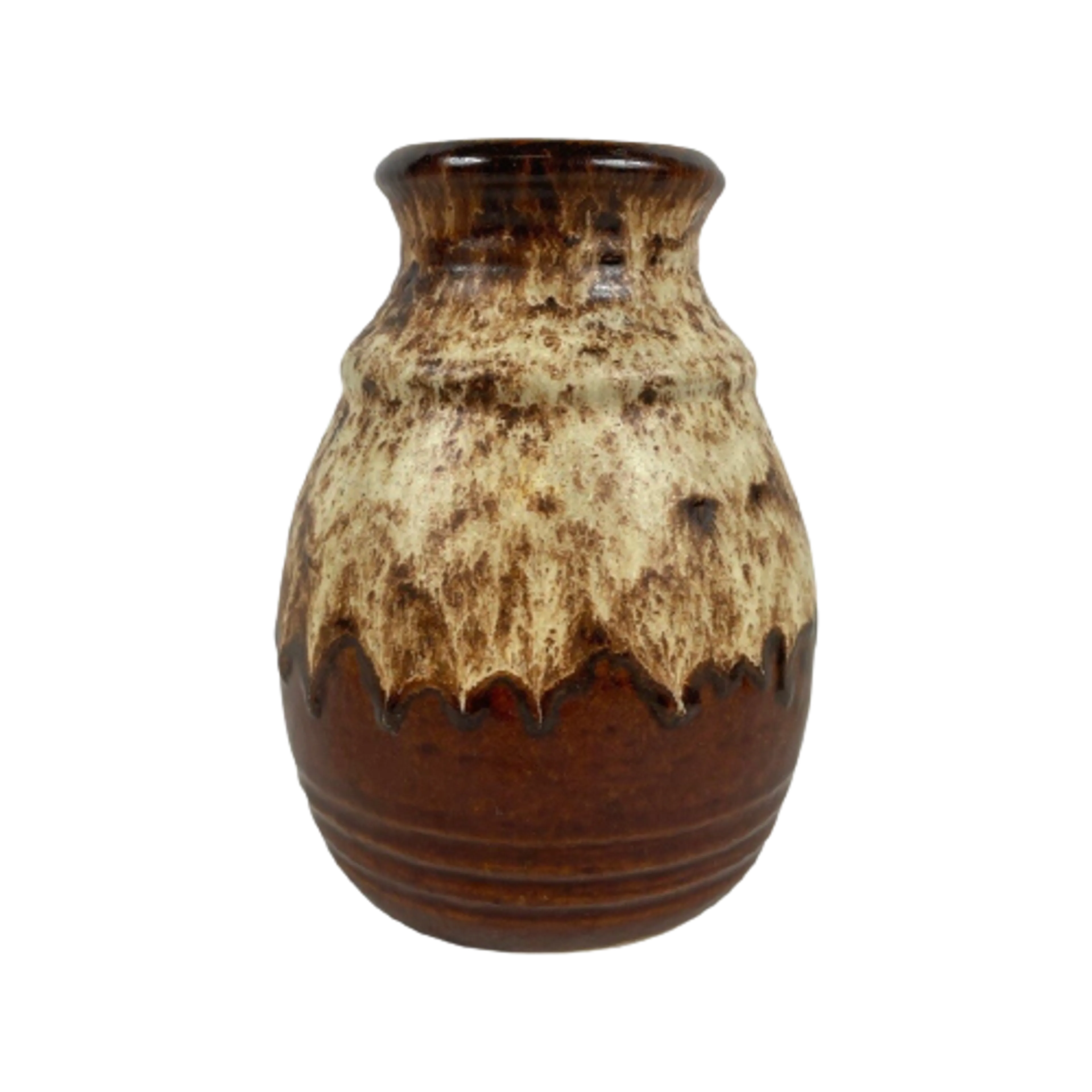 工芸品 Vintage Bay Keramik West German Vase Mid-Century Bay Keramik Vaas Keramiek Bruin bij Reliving