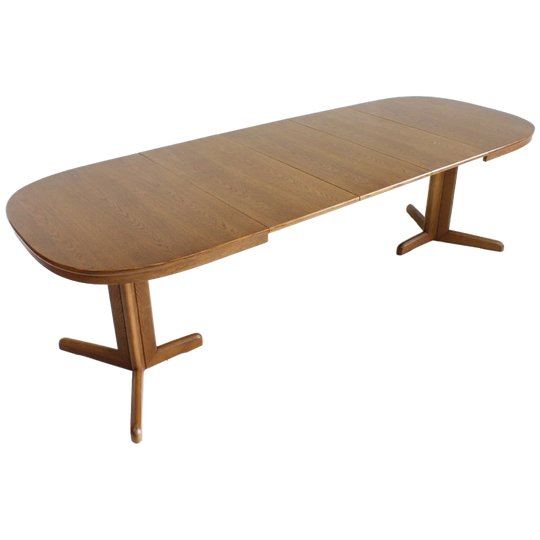 Vintage Deense Grote Ovalen Uitschuifbare Eettafel Xxl 1