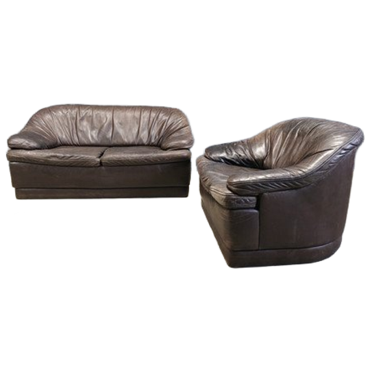 Vintage Leather Sofa Set, 1970s 1