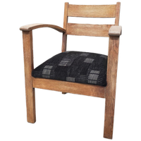 Houten Armstoel Met Stoffen Zitting