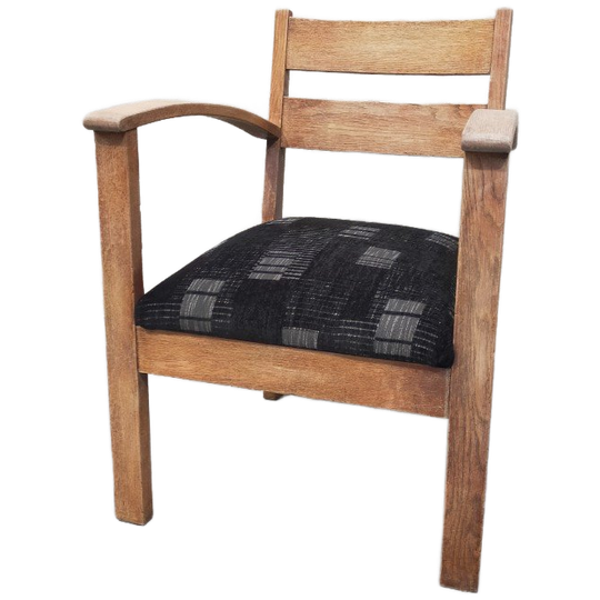 Houten Armstoel Met Stoffen Zitting 1