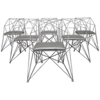 6x Geometric Wire Frame Dining Chairs, Rare thumbnail 1