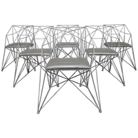 6x Geometric Wire Frame Dining Chairs, Rare